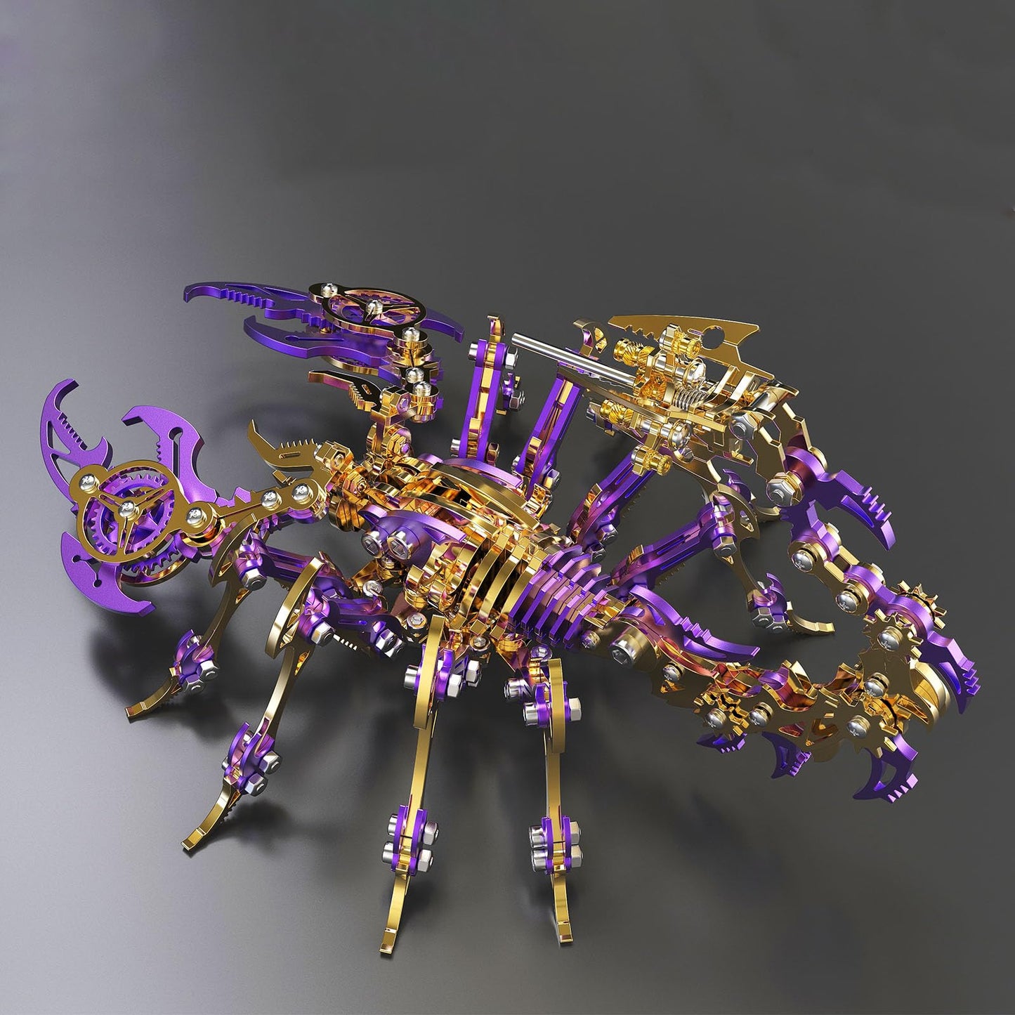 Metalkitor Scorpion 3D Metal Puzzles Kits for Adults Teens – 454 Pcs – Mechanical Assembly Models – 4 Hours to Build – Ideal for Gifts and Decorations (Gold Purple)