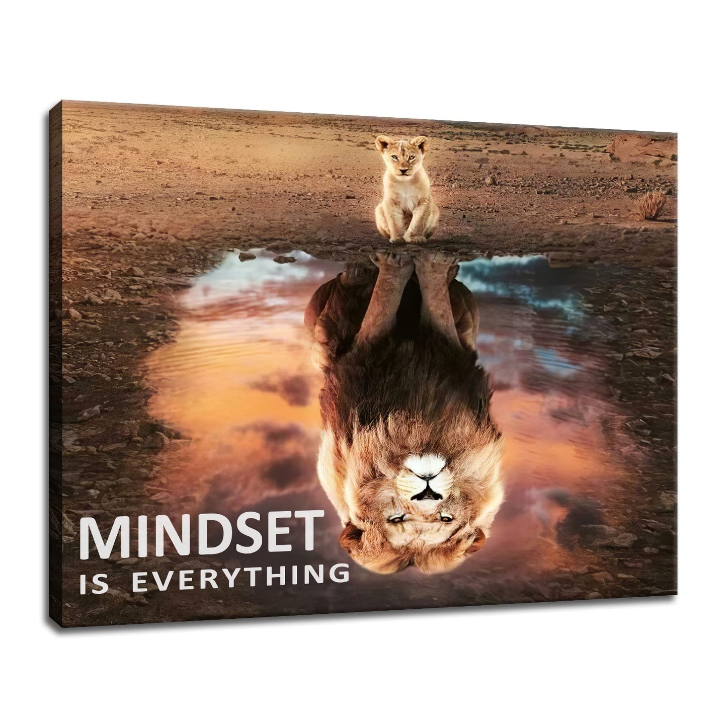 Inspirational Wall Art Mindset is Everything Pictures Motivational Painting Prints on Canvas Modern Inspiring Entrepreneur Quotes Lion Posters Artwork for Office Classroom Home Decor [40''W x 30''H]