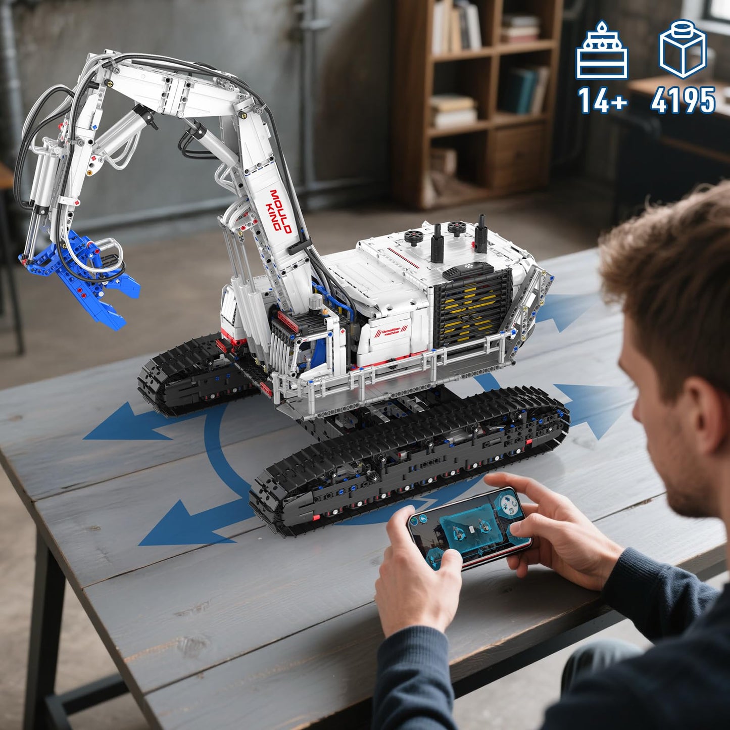 Mould King Engineering Excavator Building Sets, 17062 Large RC Construction Building Kits with APP Remote Control, STEM Construction Vehicles Model for Adults(4195PCS)