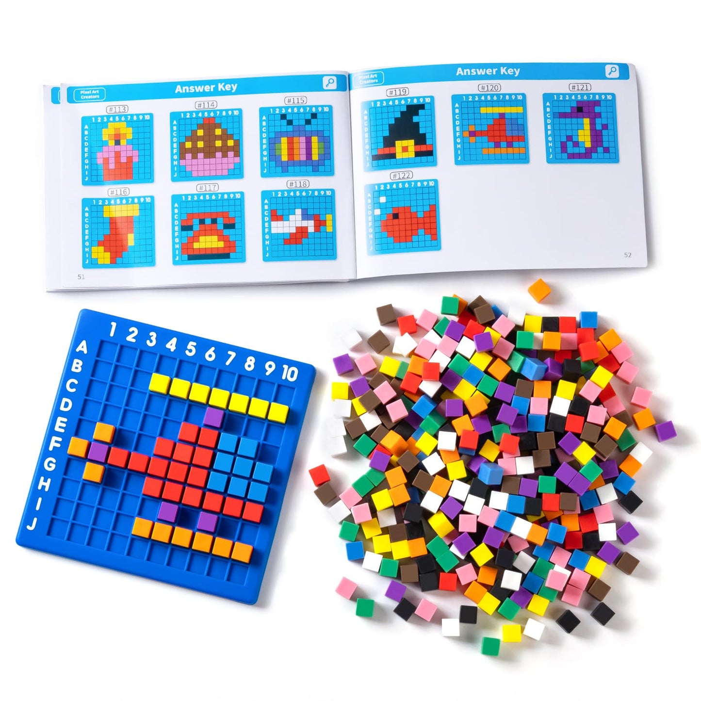 Odoorgames Pixel Art Creator - STEM Toys - 400 Hard Plastic Cubes, Fine Motor Skills Educational Games & Kindergarten Activities Toy for Kids