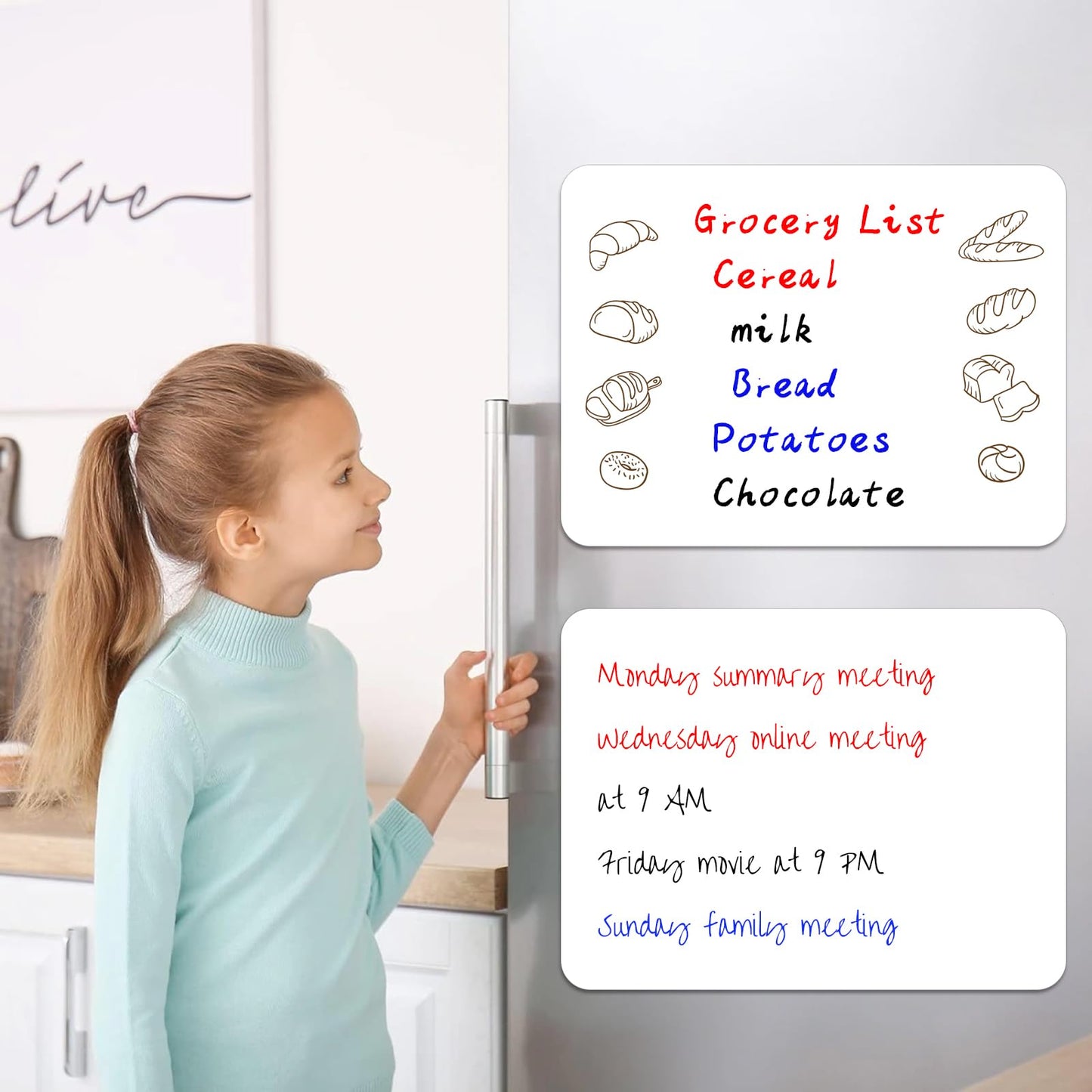 Magnetic Dry Erase Whiteboard for Fridge - 20x12 Inch Flexible Memo Board, 8-Piece Set with 1Whiteboard, 6 Markers & 1 Pen Holder, Reusable Magnetic Refrigerator Board for Kitchen, Office, Home& Dorm