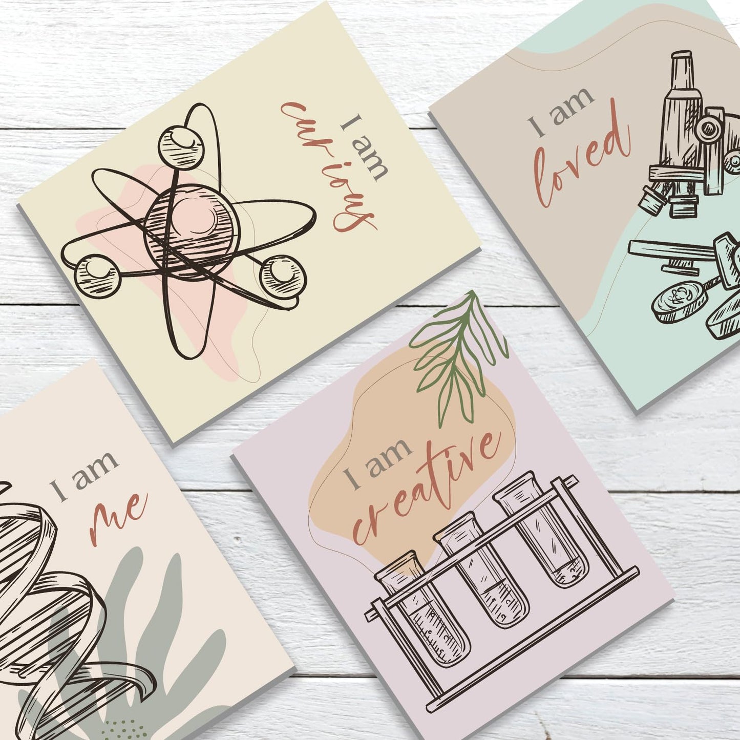 CHDITB Boho Science Wall Decor, Chemical Microscope Framed Canvas Wall Art Set, Funny Scientific Inspiring Quote Artwork Painting, Inspiring Quote Art Prints For Kids Room Nursery Decor(12X16 Inch)