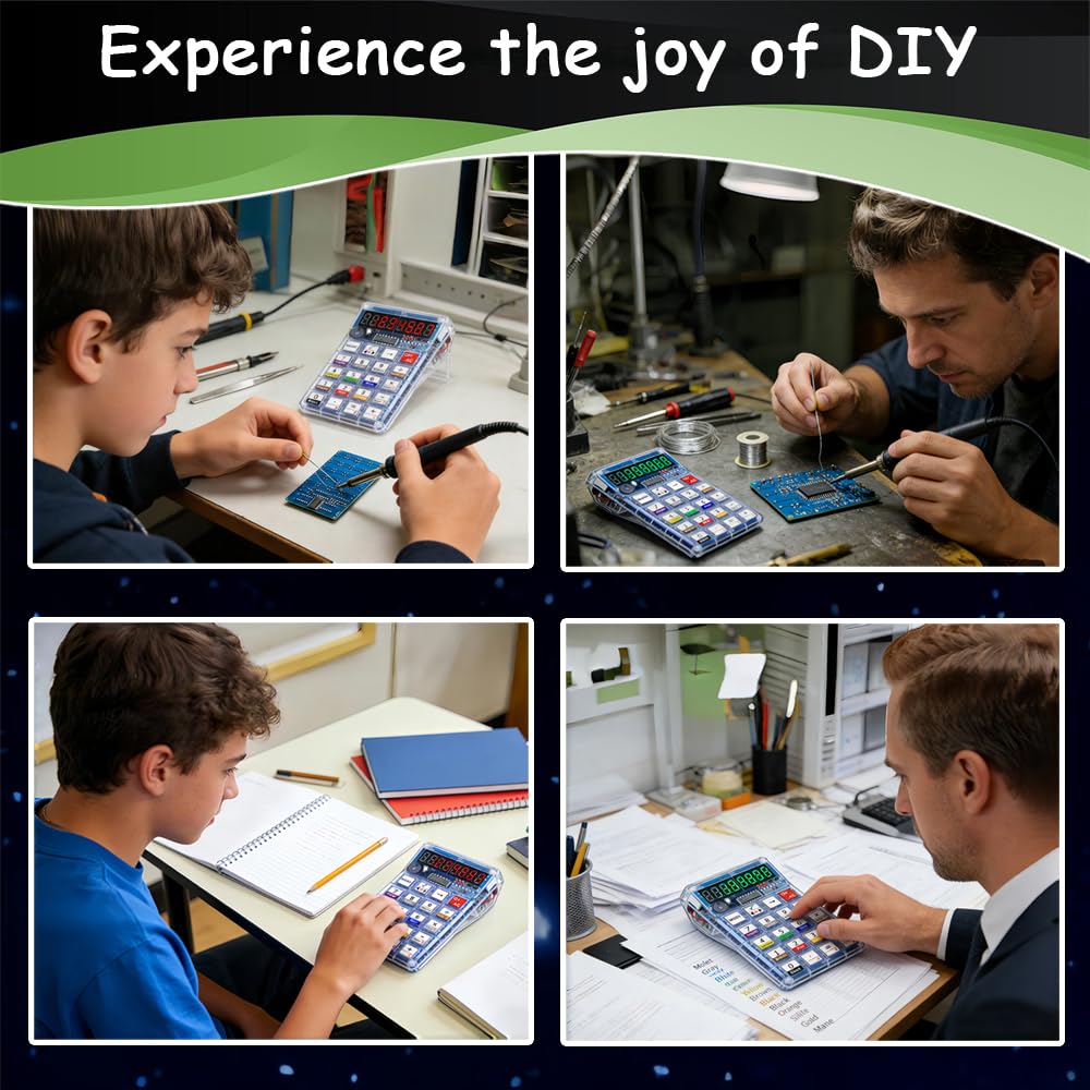 Soldering Practice Kit DIY 7-Digit LED Display Electronics Calculator for Classroom/Home, Build Electronics STEM Projects Learn to Solder Kits for Adults/Teens/Students/Makers/hobbyists (Red)
