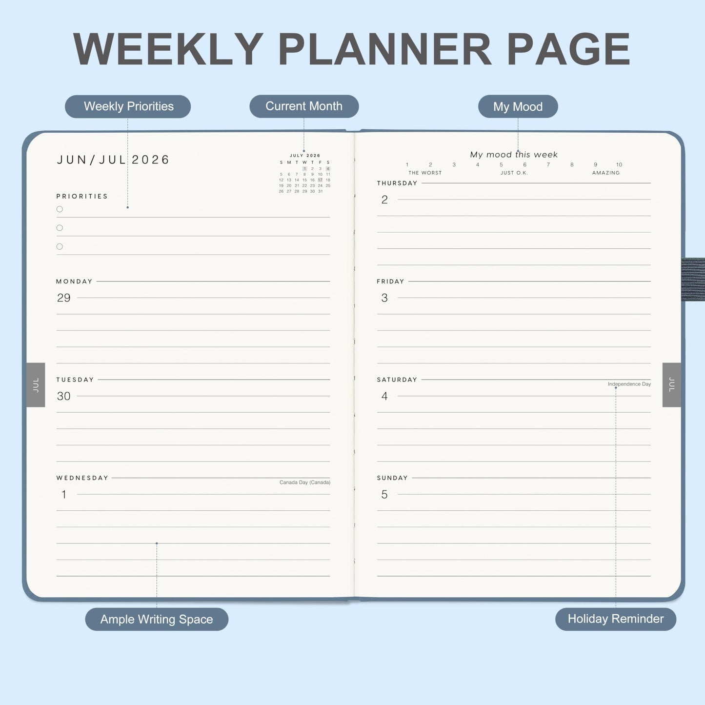 And Per Se Academic Planner 2026-2027 – Weekly & Monthly Planner, July 2026 to June 2027, A5 Leather Hardcover with Inner Pocket – Student & Teacher Organizer, 5.7" x 8"(Dark Blue)