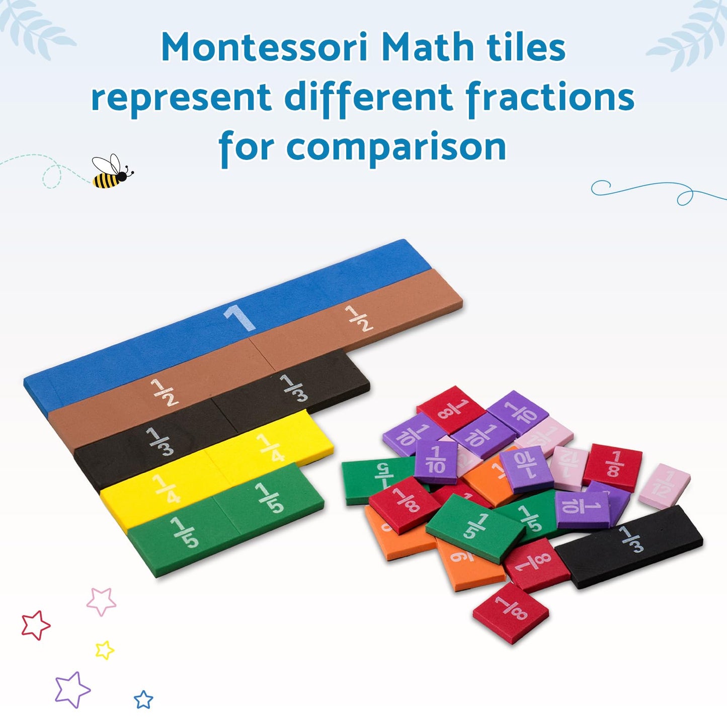 Montessori Math Magnetic Tiles Classroom Essentials Foam Tiles for Kids to Learn Fraction Equivalence and Math manipulatives Great Learning Resources for The Homeschool Curriculum