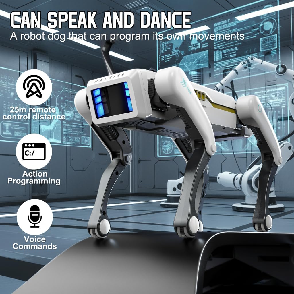 EVADA Robot Dog Smart - Interactive STEM Pet with Voice Control, 30+ Actions & APP Programming, Durable Design for Kids Age 6+ (Compatible with iOS/Android)
