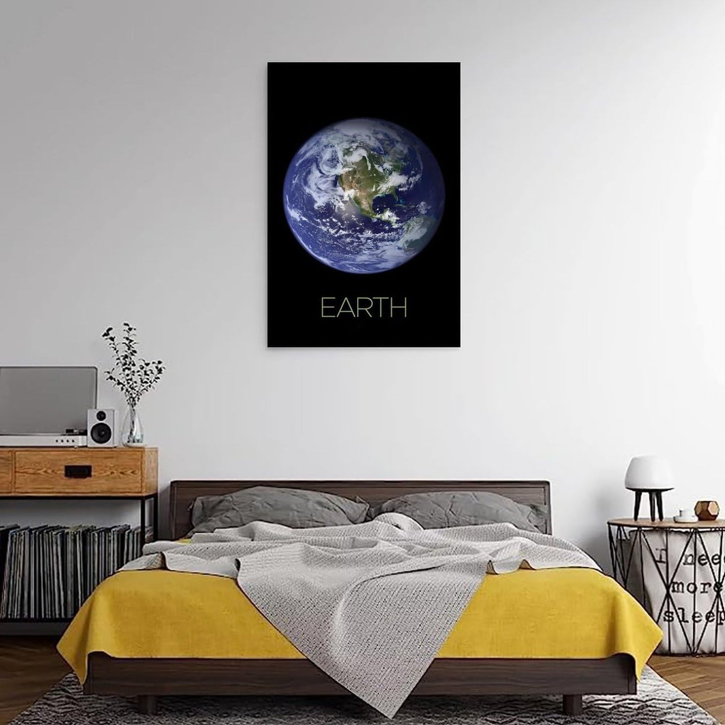 Solar System Canvas Wall Art - Earth Planet Space Poster for Kids Room Bedroom Classroom, STEM Educational Astronomy Decor, Science Gift for Boys Girls Teens, 16x24 Inch Framed