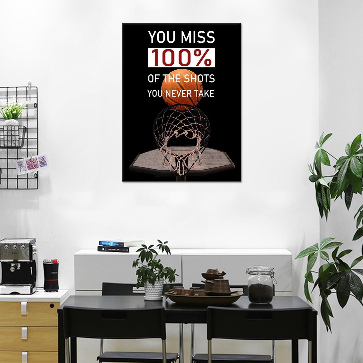 YSPCSUN Inspirational Basketball Quote Wall Decor You Miss 100% Of The Shots You Never Take Canvas Prints Framed Motivational Sports Poster For Home Gym Office Classroom Workout Room 24x18 Inch Art