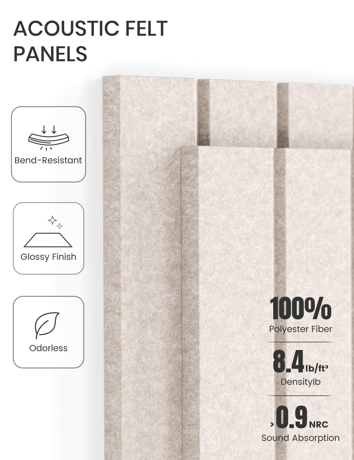 Felt Bulletin Board Tiles -28"x18" with 40 Adhesive Tabs, Cork Board Alternative for Office Decor, Push Pin Board Wall Organizer 6-Pack (Oatmeal)