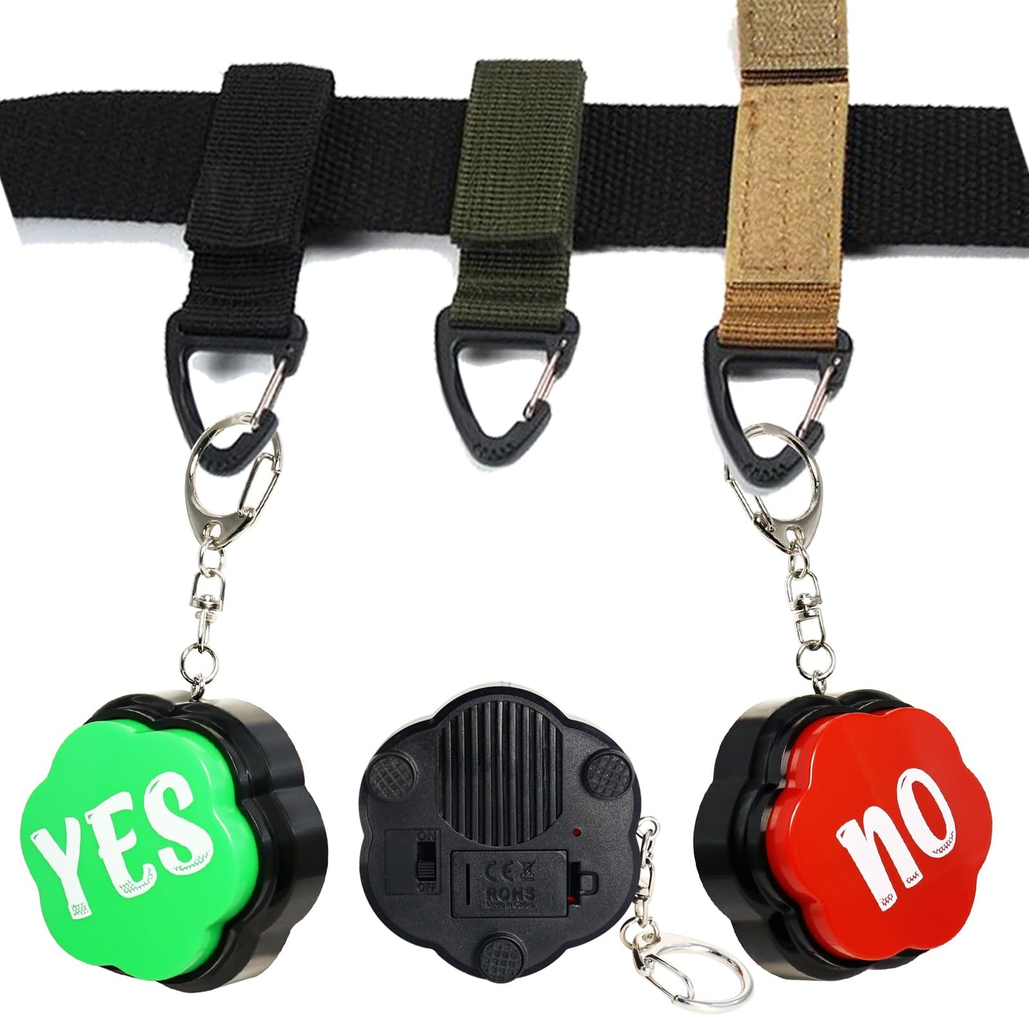 ANLIKY Yes No Sound Buzzers, Portable Keychain Buttons with Sound, Answer Buzzers Set of 2, Buzzers for Game Show
