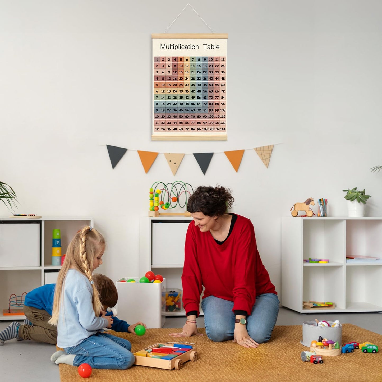 Lacama Multiplication Chart Poster for Kids,Educational Table Banner Poster Hanger Frame for Classroom,Math Multiplication for Homeschool Kids's Room Classroom Playroom