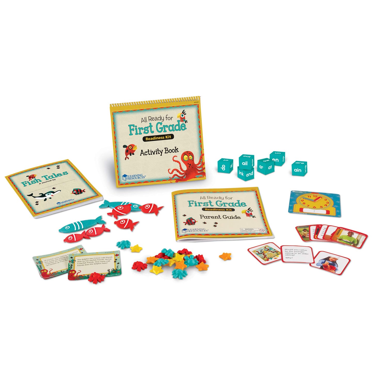 Learning Resources All Ready for First Grade Readiness Kit, Back to School Activities, School Preparation Toys, Homeschool, 32 Page Guide Included, Ages 5+