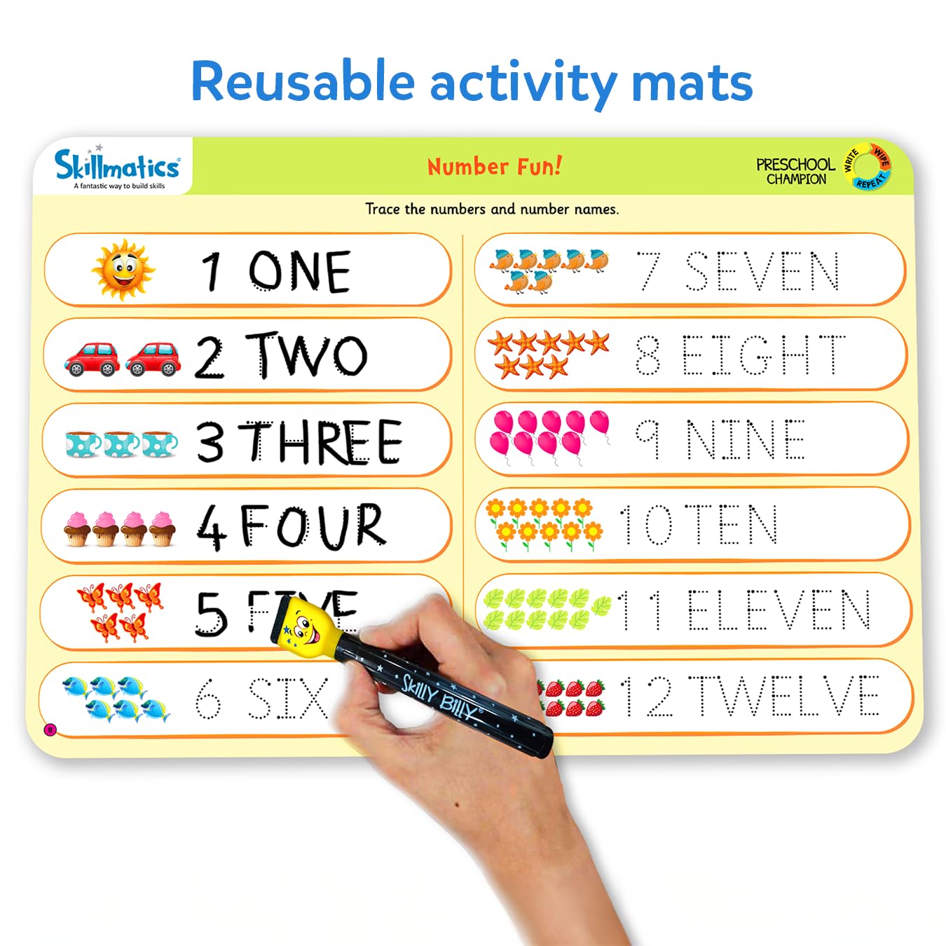 Skillmatics Educational Game : Preschool Champion | Reusable Activity Mats with 2 Dry Erase Markers | Gifts & Preschool Learning for Ages 3-6