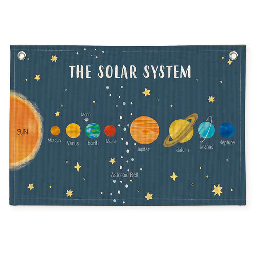 Wheatwin Solar System for Kids, Space Nursery Decor, Space Themed Room Decor, Solar System Linen Canvas Banner Wall Hanging Flag Decor for Playroom 20x30