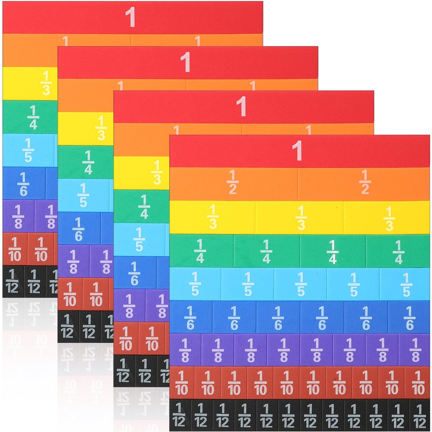 Sayglossy 4 Sets Fraction Tiles Sets for Math Fraction Manipulatives Montessori Math Materials EVA Foam Algebra Tiles Games for Classroom Teaching Aids, Homeschool Supplies