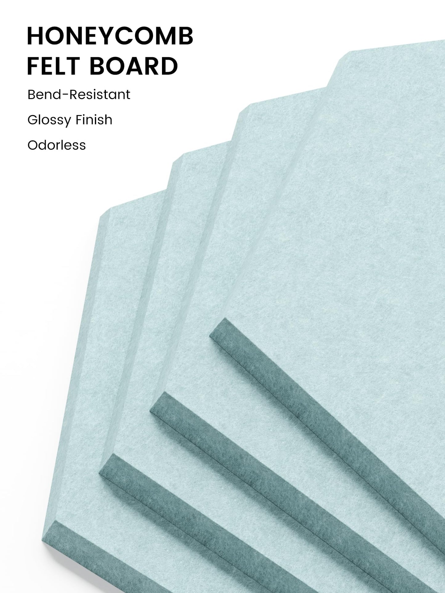 Fluxynara Hexagon Cork Board Alternative for Walls Decor-12-Pack Felt Bulletin Board Tiles,with 30 Pushpins,70 Adhesive Tabs for Office,Classrooms & Home Pin Board Felt Board-Teal Blue