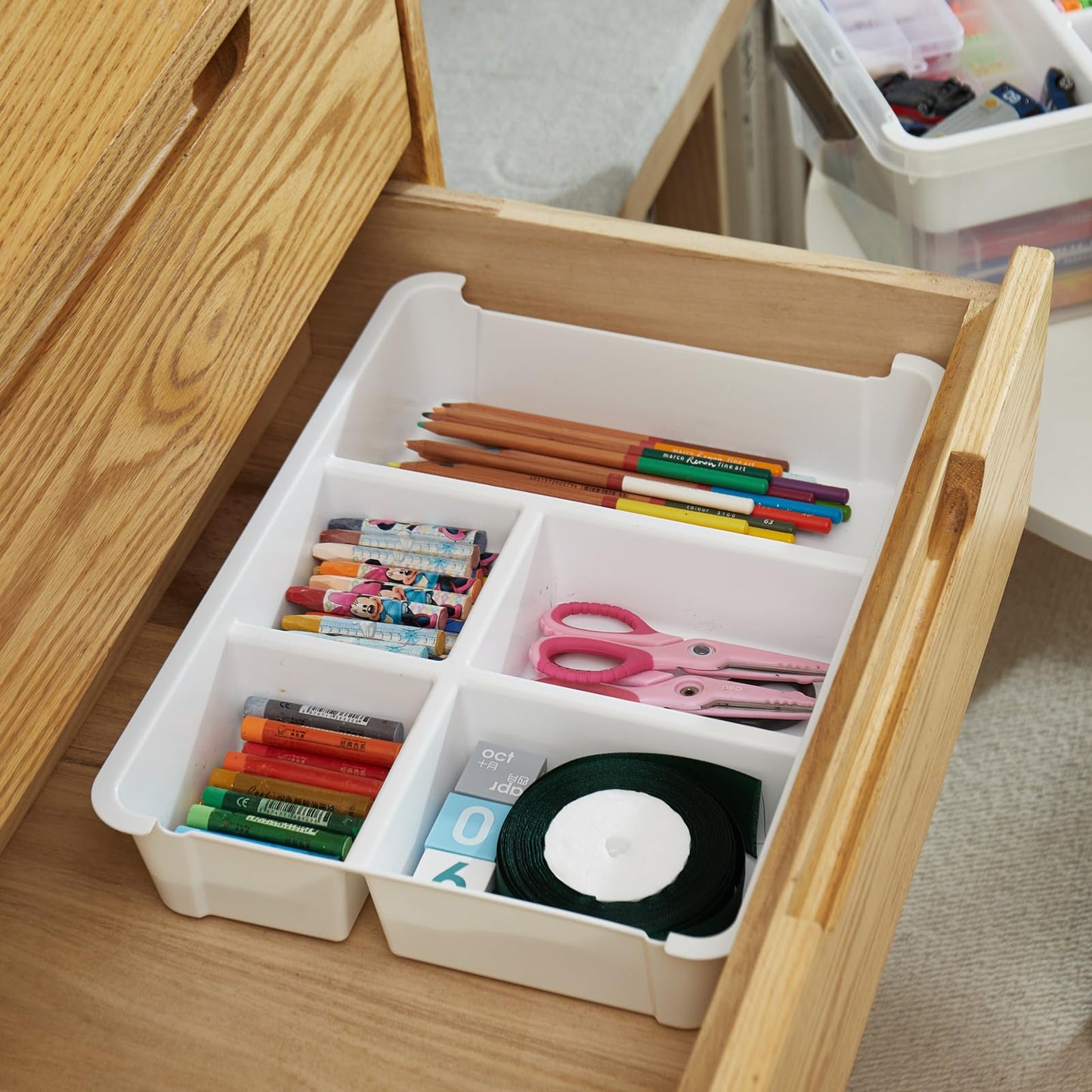 MACOPRO 17 QT Plastic Storage Box with Removable Tray, Bins with Lids, Clear Storage Container for Craft Organization, Beads, Tools, Sewing, and Playdoh, Art Supply Organizer (White, 1Pack-17QT)