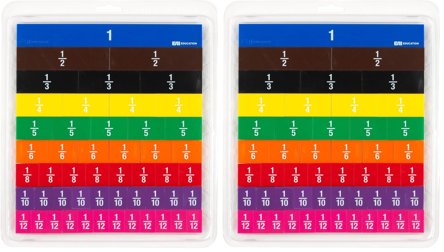 EAI Education Fraction Tiles with Tray: Numbered - Set of 51 (Pack of 2)