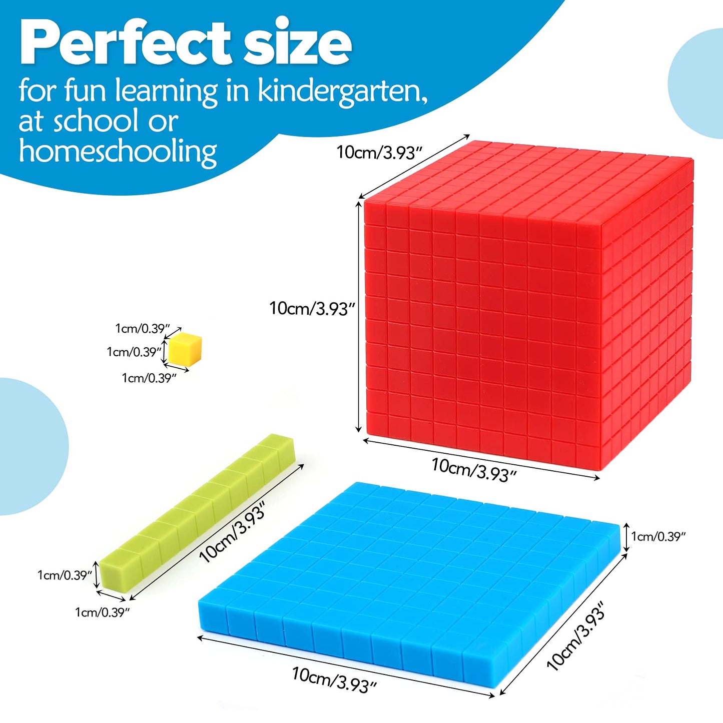 Torlam 131 PCS Base Ten Blocks for Math - Place Value Blocks, Plastic Base 10 Math Manipulatives 1st Grade, Math Counters, Math Cubes, Counting Cubes for Kids Kindergarten Math