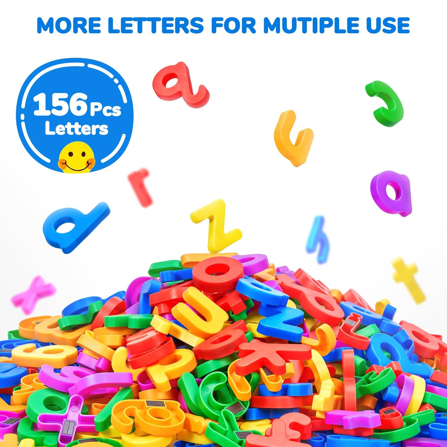 JoyCat Alphabet Magnets, 156-Piece Set of Lowercase Magnetic Letters, ABC Magnets for Toddlers & Kids, Plastic Letters for Whiteboards, Preschool Educational Toys for Kindergarten Classroom