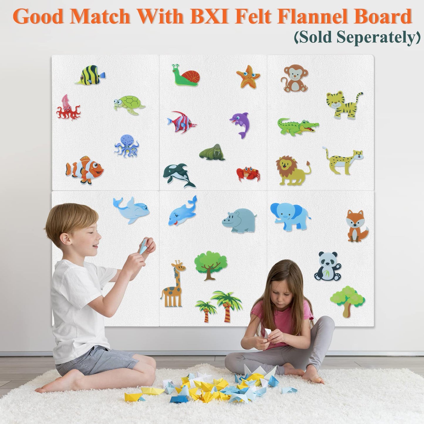 BXI 30 Pcs Ocean Felt Board Story Pieces Set for Toddlers, Preschool & Kindergarten, Precut Felt Marine Life Figures for Preschool Crafts Activity Early Learning Storytelling