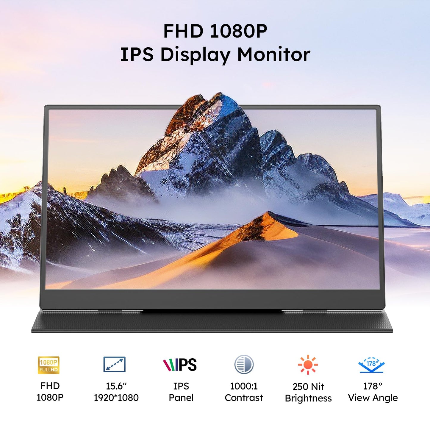 Dopesplay Portable Monitor with Carry Case, 15.6" FHD 1080P IPS Travel Monitor for Laptop, Foldable Stand Included USB-C Screen Extender for Laptop Mac PC Phone Xbox PS4/5 Switch