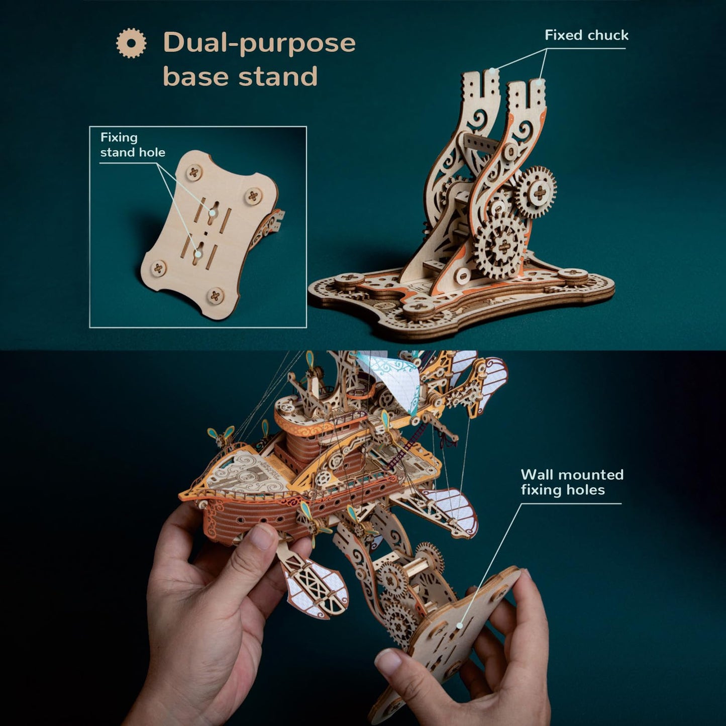 GuDoQi 3D Wooden Puzzles for Adults, DIY Fantasy Spaceship Model Kit, Educational Brain Teaser for Adults to Build, DIY Assembly Kit, Woodcraft Kit, Make Your Own Gifts for Christmas Day