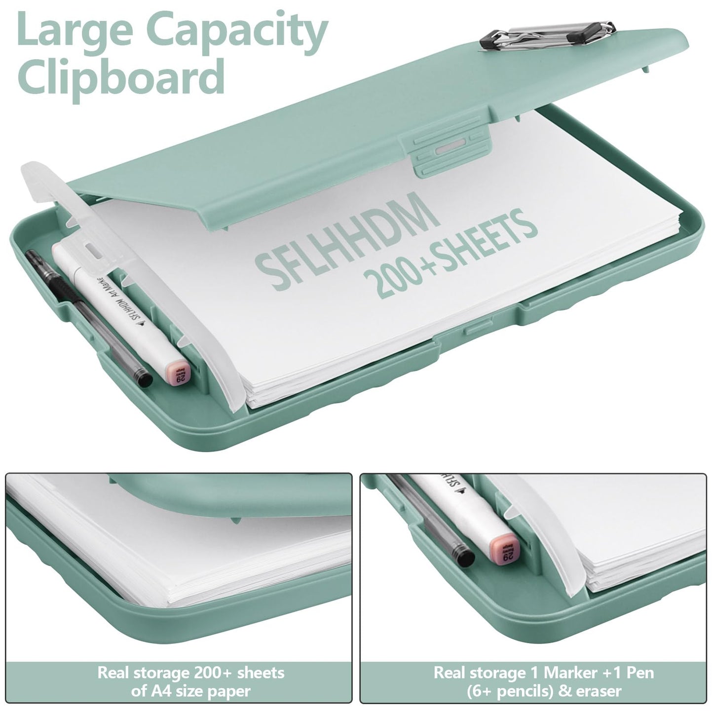 SFLHHDM Storage Clipboard with Pen Holder, High Capacity Clipboards for Classroom, Clip Boards 8.5x11 with Storage, Low-Profile Clip, Lightweight Plastic Clipboard for Kids, Lawers, Office Workers