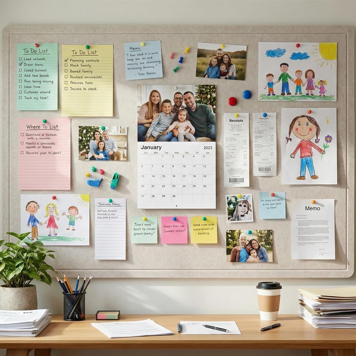 72 x 48 Inch Foldable Felt Bulletin Board (6 x 4 Ft) - Large Ivory Tan Pin Board for Boho Classroom Decor, Kids Playroom & Home Office - Self-Adhesive Sound Dampening Wall Panel