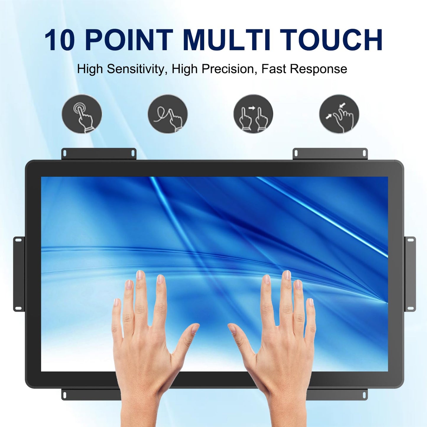 Bosunre 27 Inch FHD Capacitive PCAP Touch Screen Monitor,LED Backlight Industrial Touch Display, HD-MI & VGA Ports, Large Touch Monitor for Interactive Training Stations, Retail Self-Service