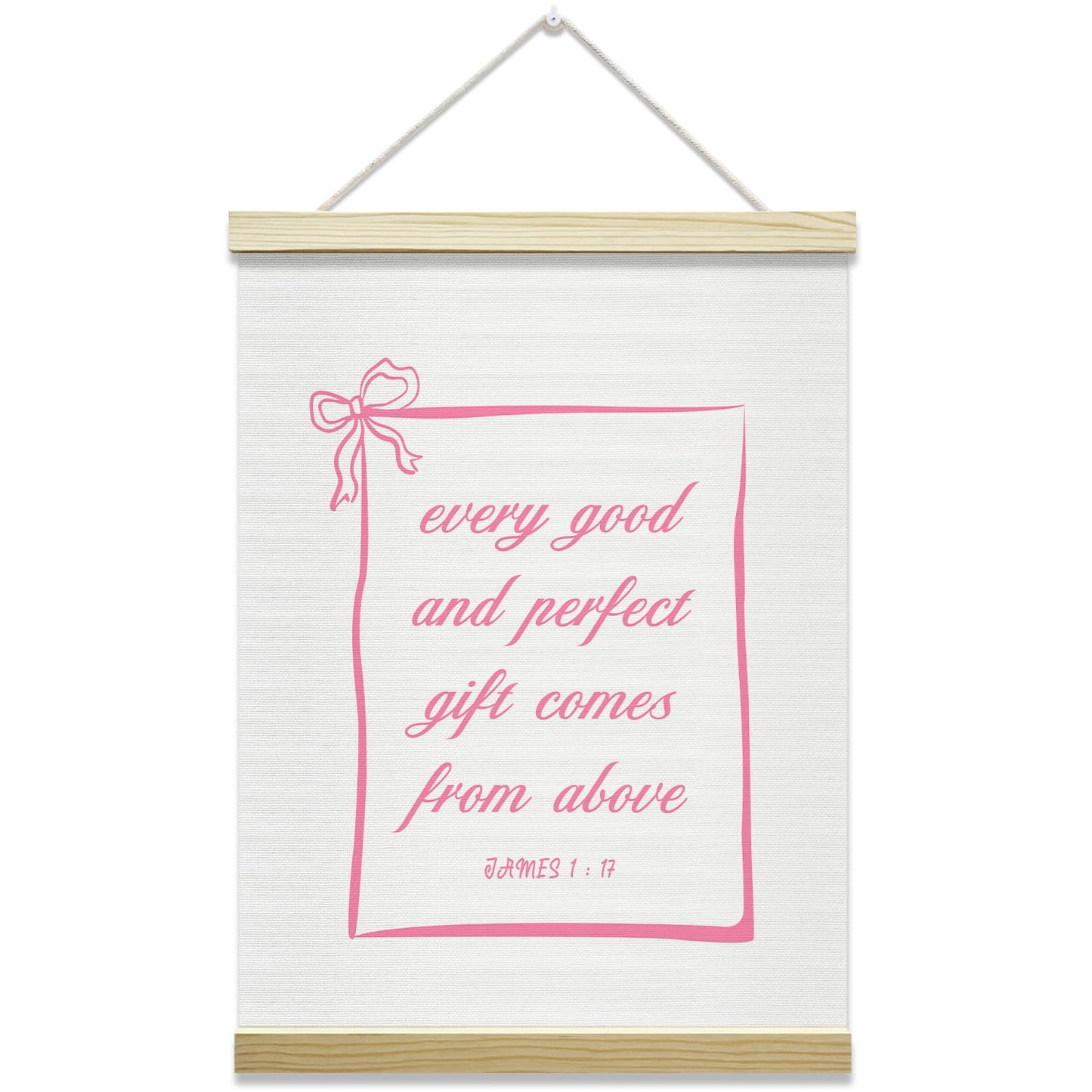 mermermu Pink Bow Christian Bible Verses Poster Hanger Frame, Inspirational Posters Canvas Wall Art for Women Girls Dorm Bedroom Decor, 12x16 Inches -032