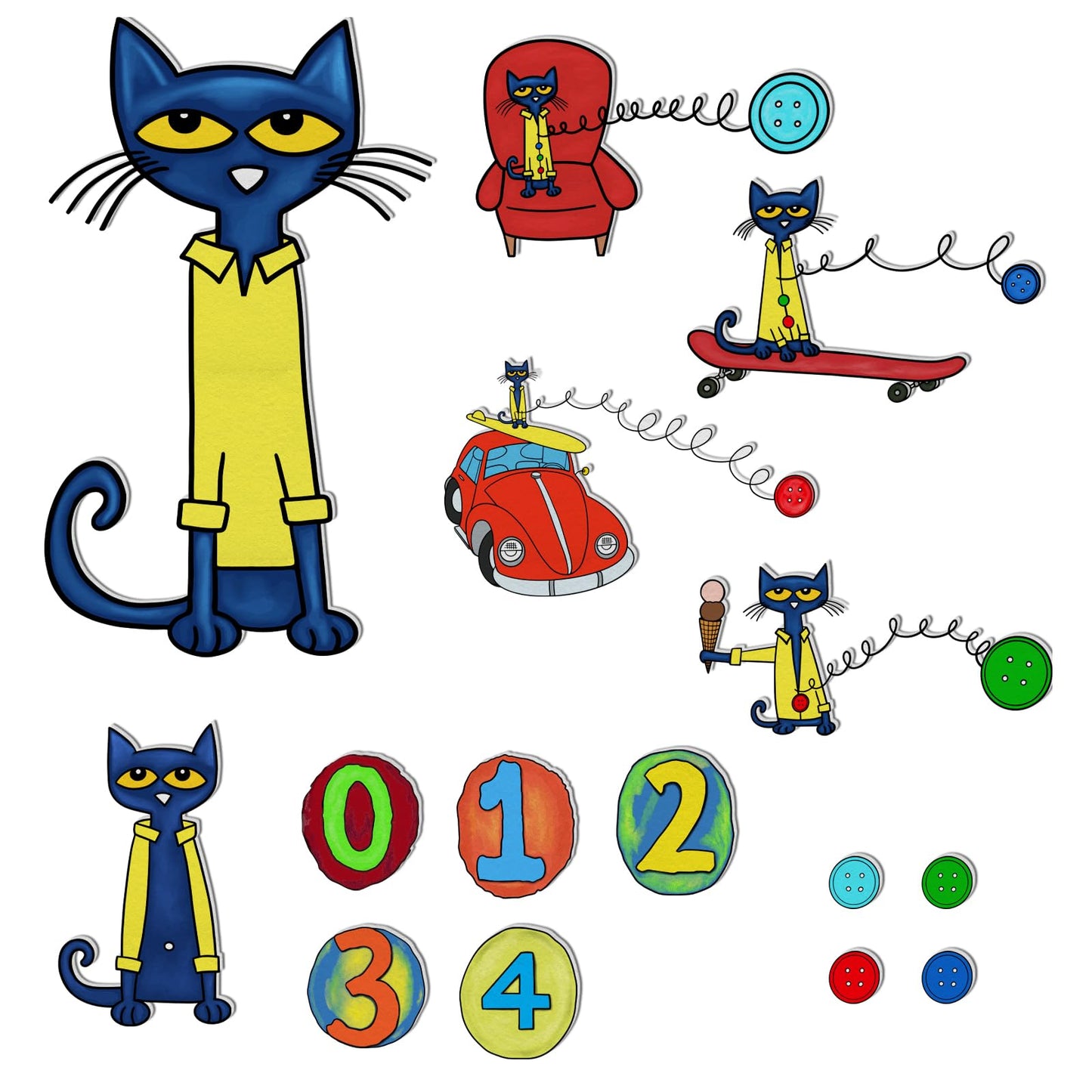 Thryvomniq Cat and His Four Groovy Buttons Fairy Tales Story Time Felts for Felt Flannel Board Set Storytelling Learning Activies for Kindergarten