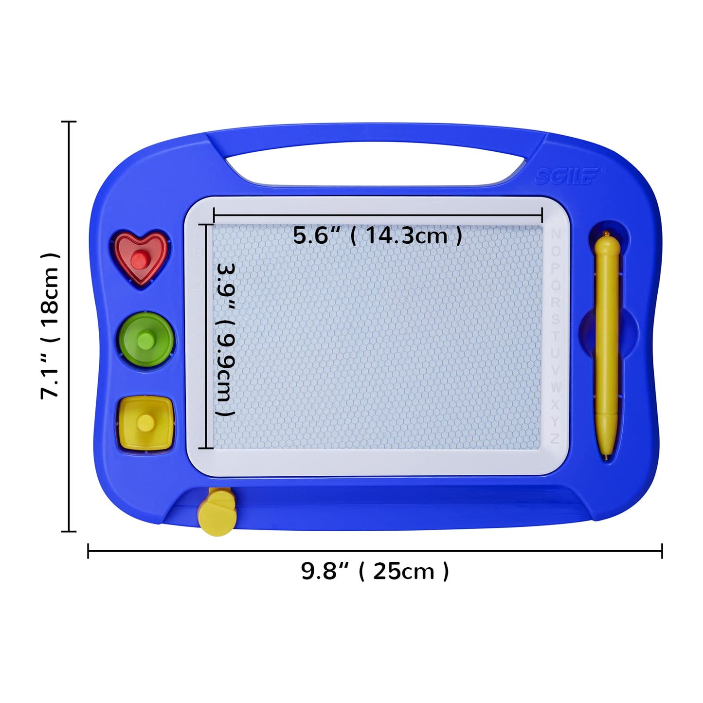 SGILE Toddler Toys for Kids, Magnetic Drawing Board for Birthday Gift, Toys for 1 2 3 Year Old Girls Boys, Etch & Sketch Pad with 3 Stamps, Learning and Educational, Standard 9.8" x 7.1", Blue