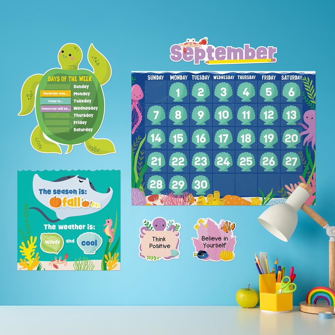 CTP Sea Friends Calendar Set Bulletin Board Set - Classroom, Homeschool (#10992 Creative Teaching Press)