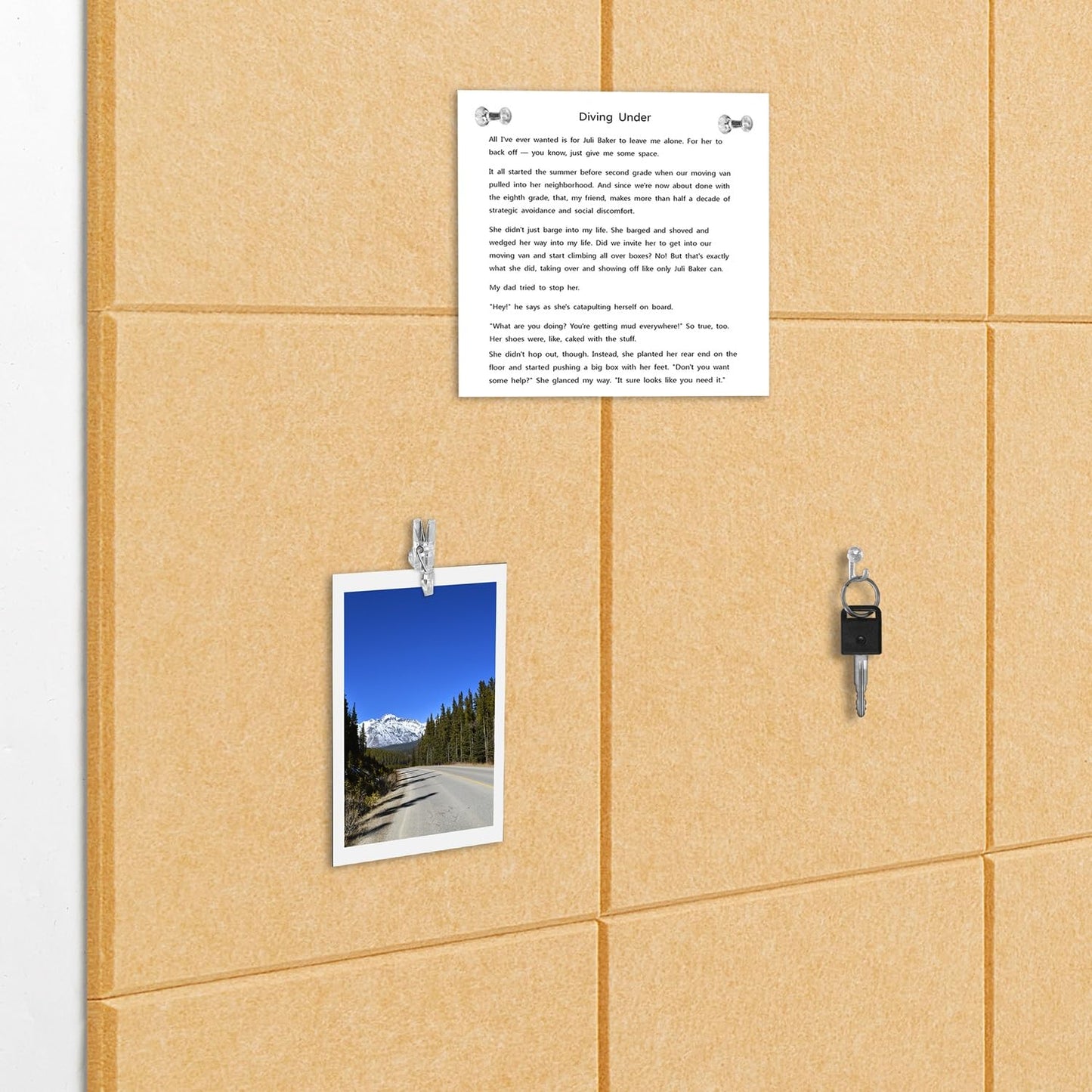 G Gamit Felt Wall Tiles Bulletin Board Large Cork Board Alternative 6 Pack 11.81”x11.81”x0.47” Felt Pin Board Tack Board with Safe Removable Adhesive Tabs for Home Office School 36x24 (Bright Tan)