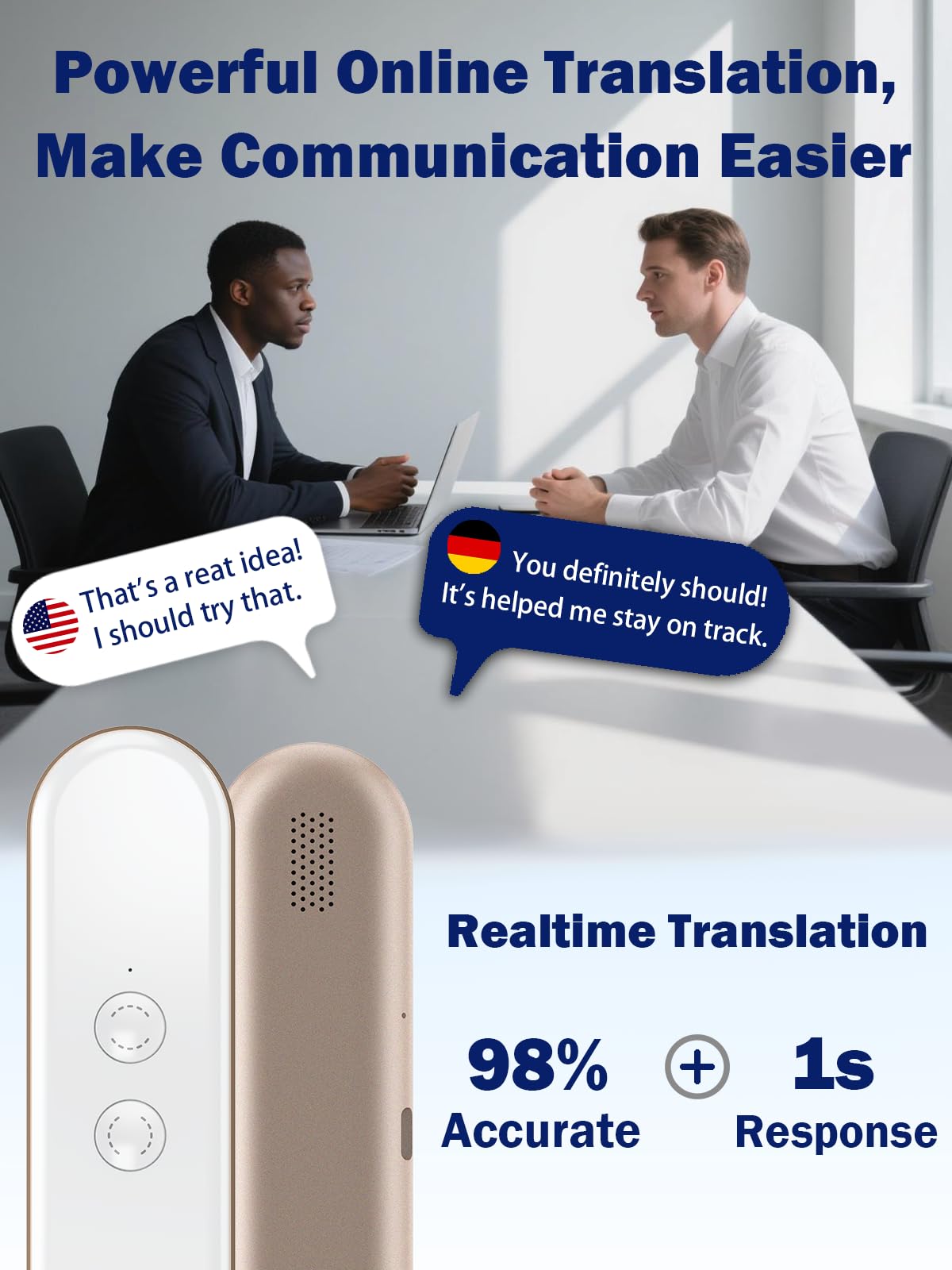 Wooask G9 Language Translator Device, Two Way Real Time Translation Support 144 Languages, 8 Languages Offline Translation Pen, Portable AI Translator for Business Learning Traveling