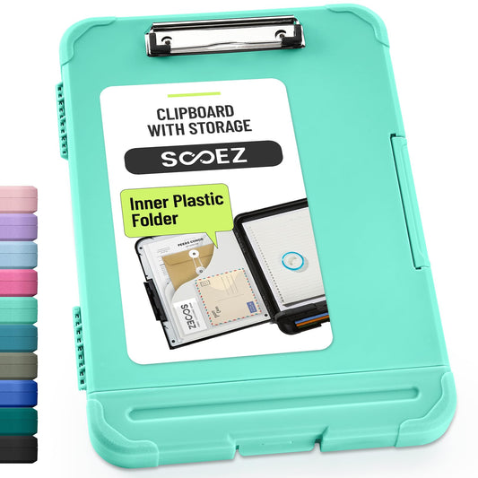 Sooez Reinforced Clipboard with Storage, Inner Plastic Folder Attached, Heavy Duty Clip Boards 8.5x11 with Pen Holder, High Capacity Nursing Clipboards Box for Teacher Office Home, Letter / A4 Size