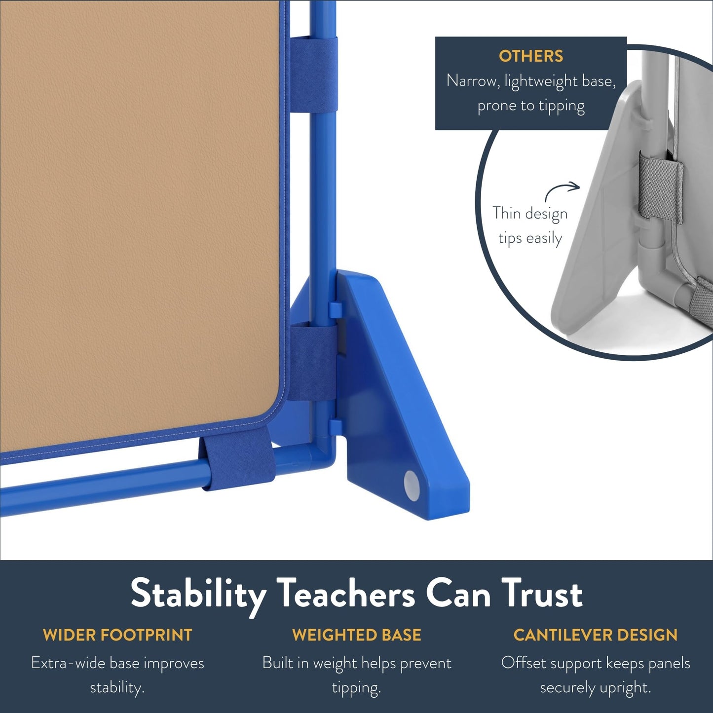 Children's Factory Big Screen PlayPanel, Kids Room Divider, Classroom Privacy Screen, Cantilever Feet Included, Almond