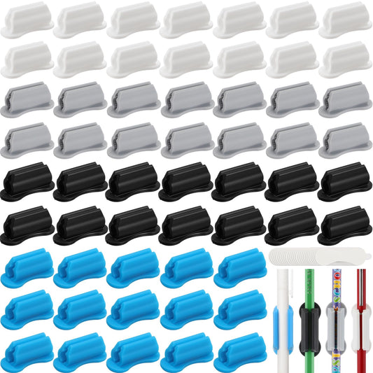 Sherr 60 Pack Adhesive Pencil Holders for Desk Silicone Pen Holder Bulk Flexible Adhesive Marker Organizer Clipboard Classroom School Office Accessories Teacher Supplies (Neutral)