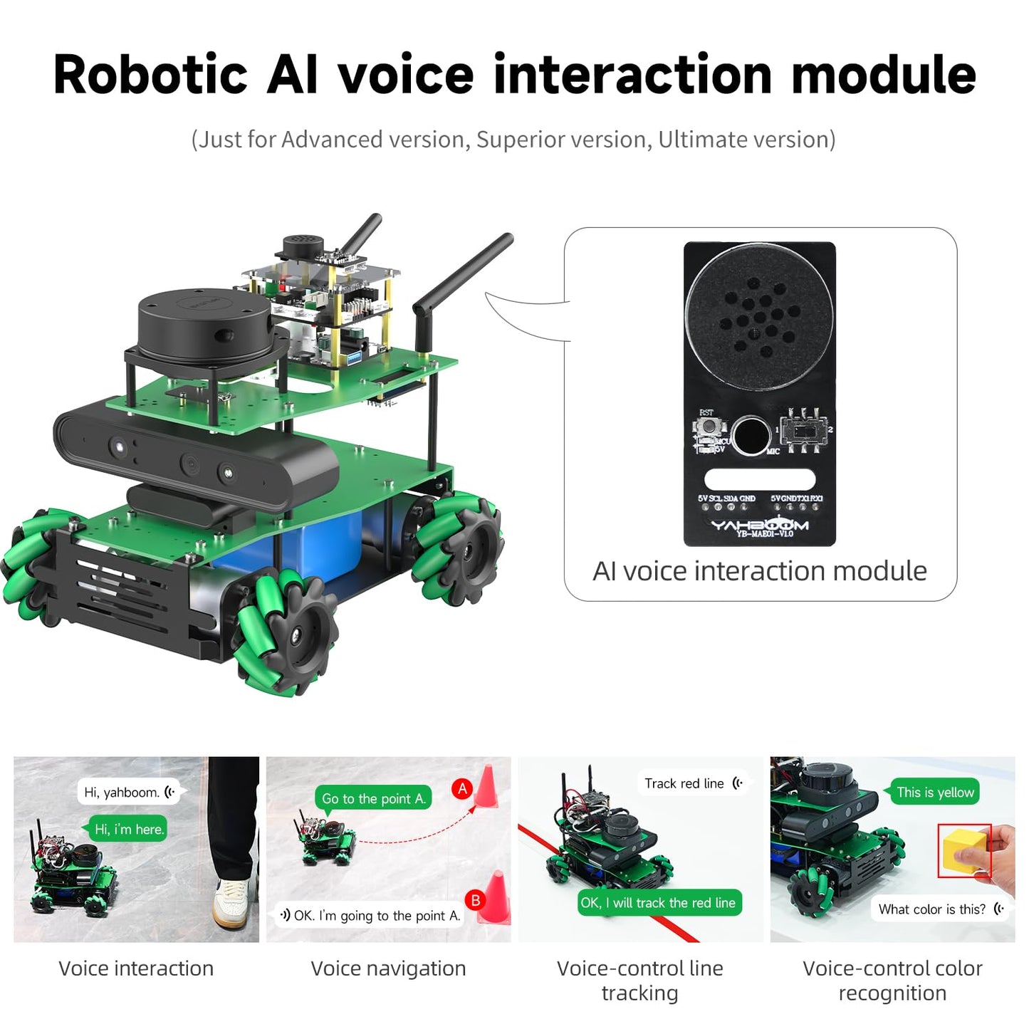 Yahboom ROS2 Robotic Kit AI Voice Interactive Control ORBSLAM2+Octomap Mapping for Jetson Nano 4GB AI Robot for Adults Engineering Student