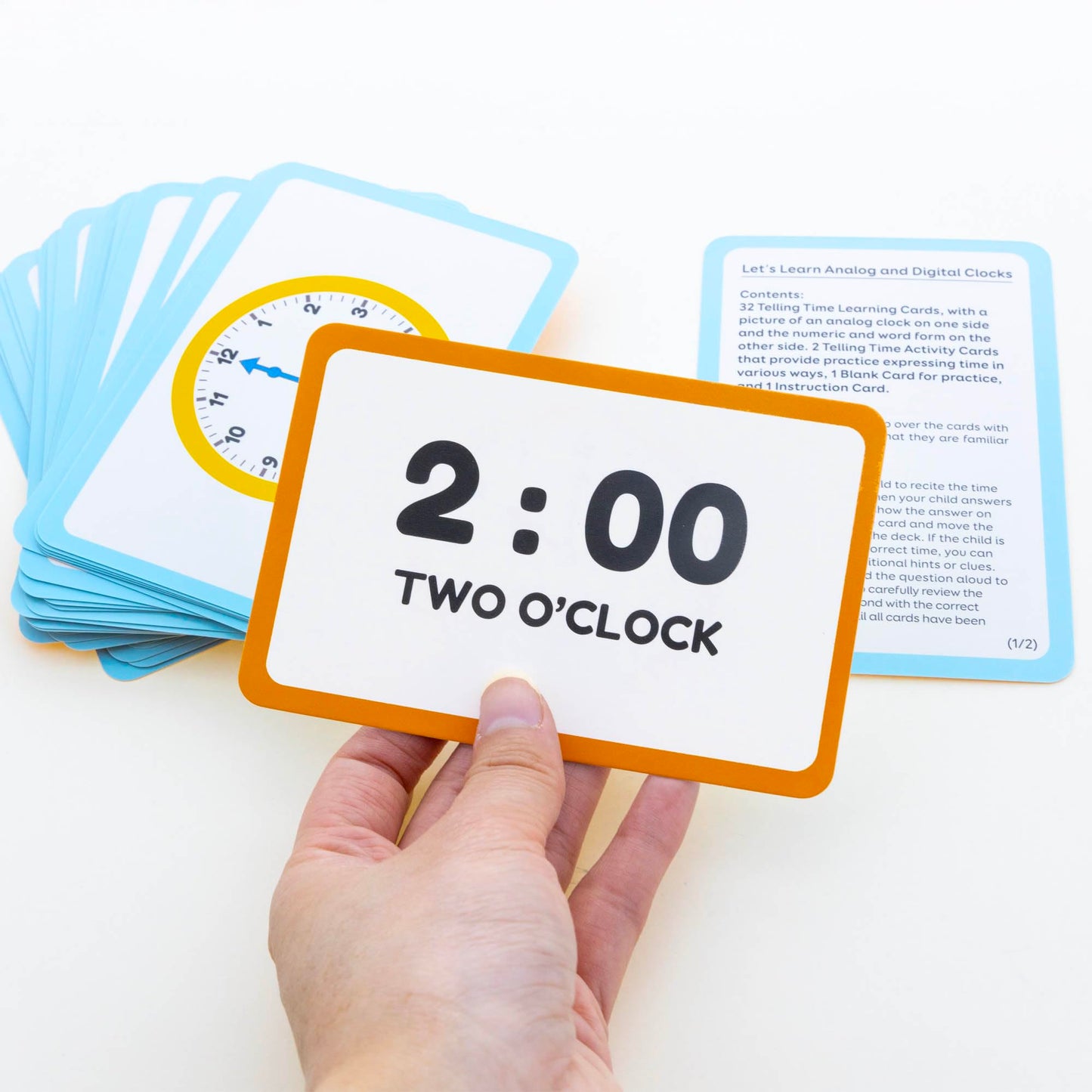 BAZIC Products Telling Time Flash Cards Learn to Read Time, Read Clocks Numerals & Analog, Interactive Learning Flashcards Kindergarten School Home (36/Pack), 72-Pack