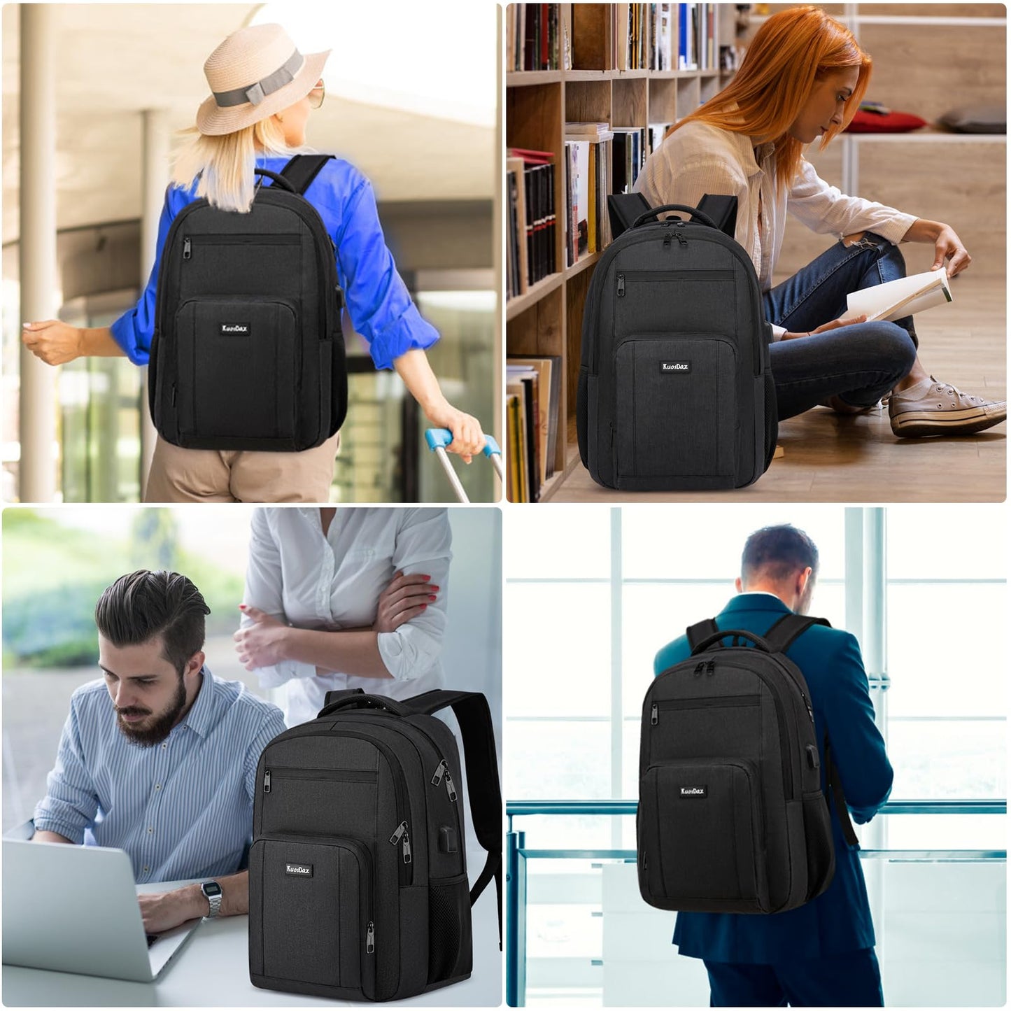 Kuosdaz Black Backpack for Men, School Backpack for Boys Teens, High School Bookbag