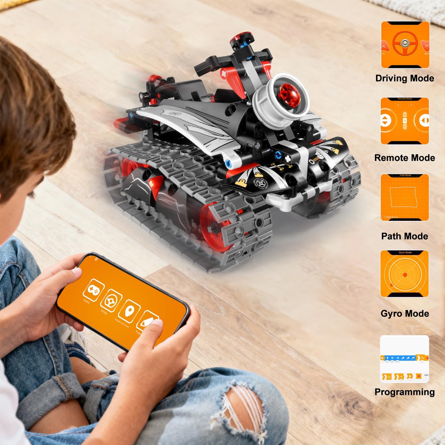 QPOU 3 in 1 Robot Building Kits - STEM Toys for Kids 6 7 8 9 10 11 12+ Year Old, Birthday Gifts for Boys, Remote APP Control Coding Projects, Science DIY Robotics Kit