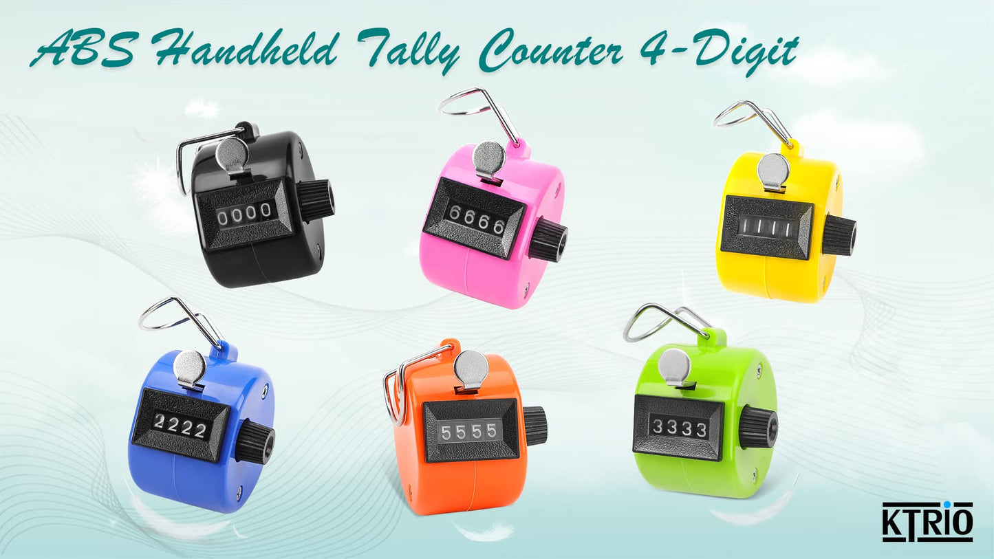 KTRIO Pack of 6 Colors Handheld Tally Counter, 4-Digit Clicker Counter for Knitting Stitch & Golf, Mechanical Pitch Counter for Coaching, Fishing, Lap, People Counting, Fidget & Toddler