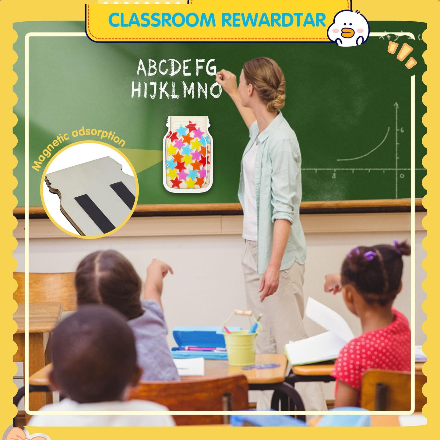 haotuntrek Magnetic Reward Jar with Star Jar for Kids - Classroom Reward Chart, Behavior Incentives System & Class Reward Tool for Home and Schoo (Smiling face)