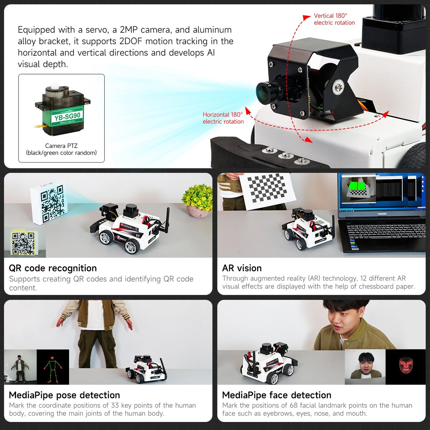 Yahboom AI Visual ROS2 Smart Robot Car Kit for Raspberry Pi 5 2DOF Carmer Autonomous Driving Lidar Stem Education Project for Teen Engineers Students (Without Raspberry Pi5)