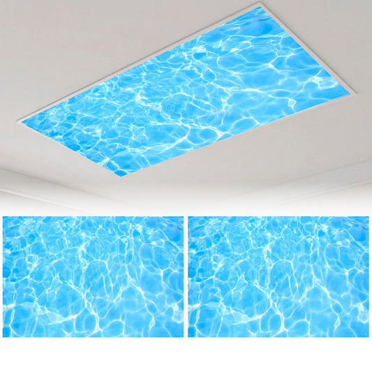 Zepluron 2-pack fluorescent lampshades for ceiling lights – 2x4 ft classroom filters, teacher essentials, and office/home décor – Fire-retardant magnetic lampshades (Water ripples)