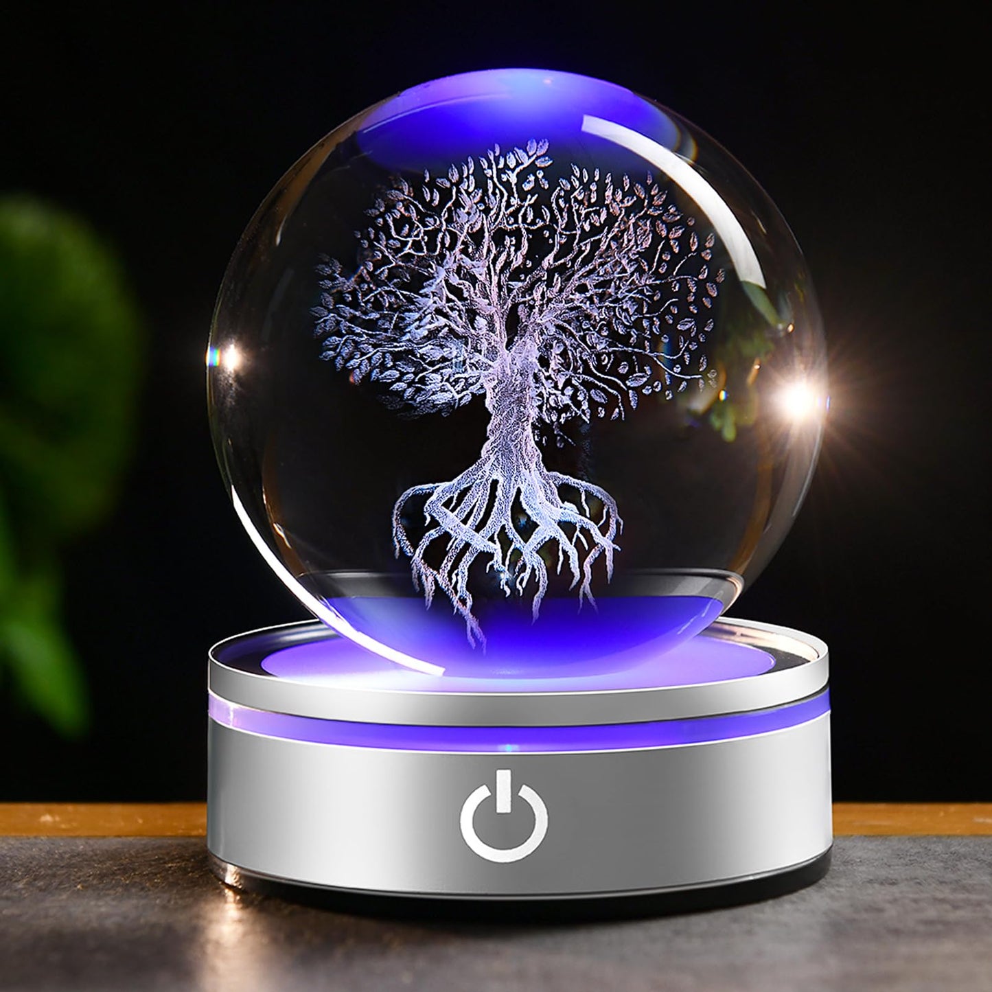 IFOLAINA Tree of Life Gifts for Him Her Friends Christmas 3D Tree of Life Crystal Ball Lamp for Room Crystal Plant Sphere Decor for Men Women
