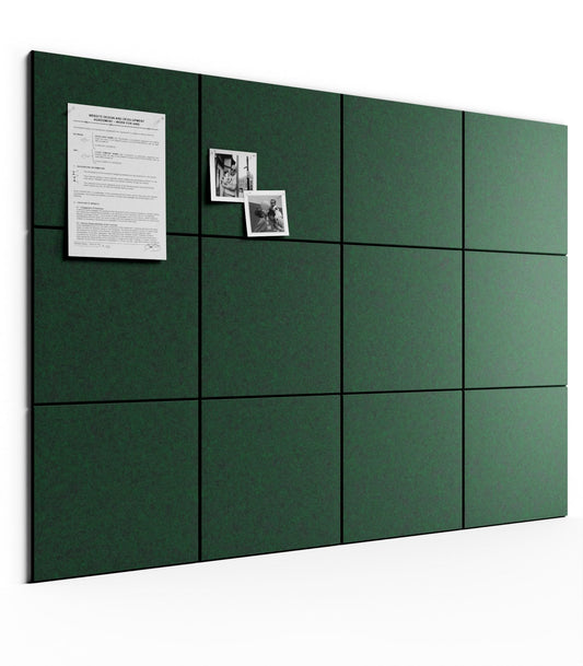 Bumusty Large Cork Board 48" x 36" Alternative - 12 Pack Felt Wall Tiles with 70 Safe Removable Adhesive Tabs, 30 Pushpins, Cork Boards for Walls Pin Board Bulletin Board Office Decor (Pine Green)