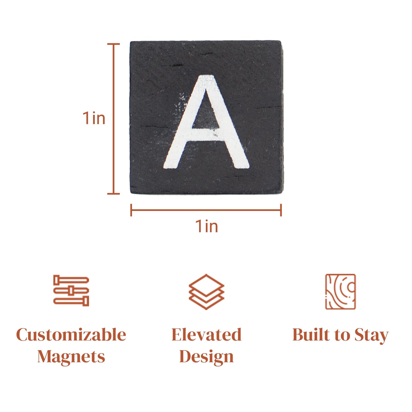 Stiles 100 Piece Magnetic Wooden Letter Tiles - Alphabet Magnets for Whiteboards, Refrigerators & Magnetic Letter Boards - Changeable Letters for Craft & Announcements, Grey